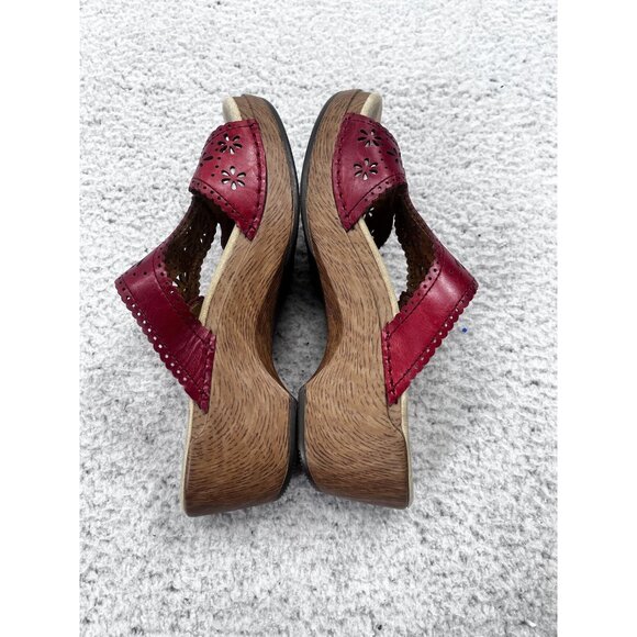 Women's Dansko Red Leather Upper Slip On Open Toe Side Buckle Sandal Size 40 - Picture 5 of 10